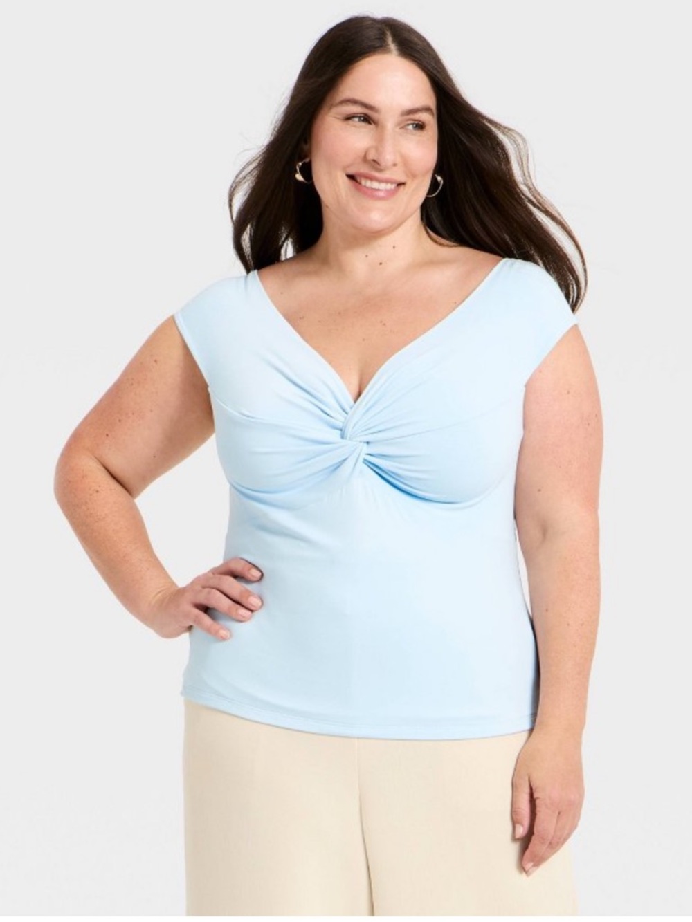 a new day Light Blue Twist-Front Tank Top